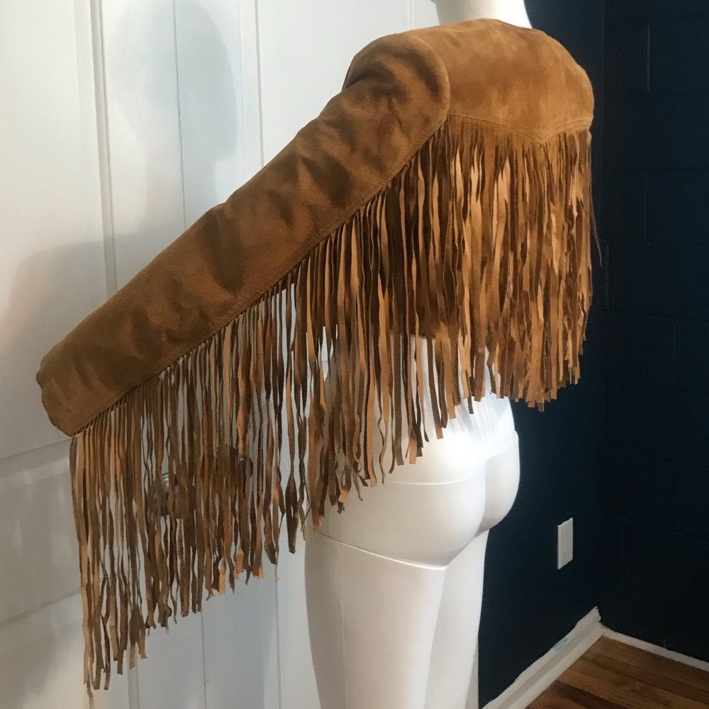 Vintage Fringe Leather Jacket Small Cropped Boho S